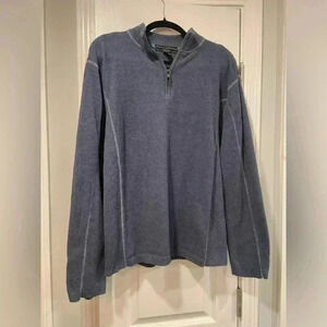 Colorado Clothing Men Blue Terrycloth Quarter Zip Ribbed Panel Pullover Size XL